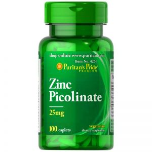 Puritan\'s Pride ZINC Cynk PIKOLINIAN 25 mg 100 tab